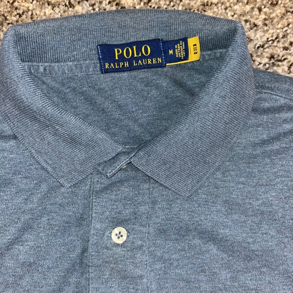 Polo Ralph Lauren Mens Medium Blue Heather Short Sleeve Cotton Polo Tennis Tail
